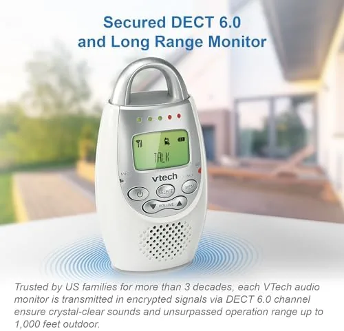 The parent unit vibrating with a sound alert notification on a nightstand