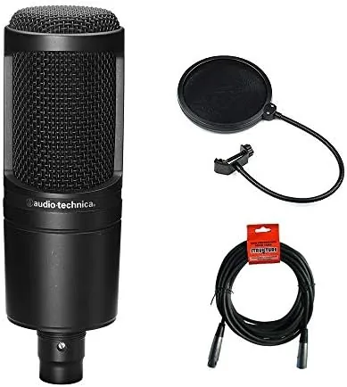 Audio Technica AT2020 Condenser Studio Microphone Bundle with Pop Filter and XLR Cable Review: Tested and Rated