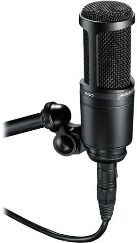 The Audio Technica AT2020 Condenser Studio Microphone Bundle with Pop Filter in real use