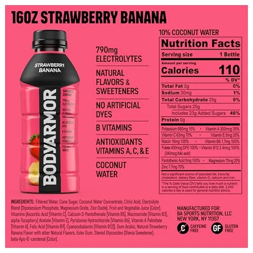A close up of the BODYARMOR bottle showing the sports cap and label