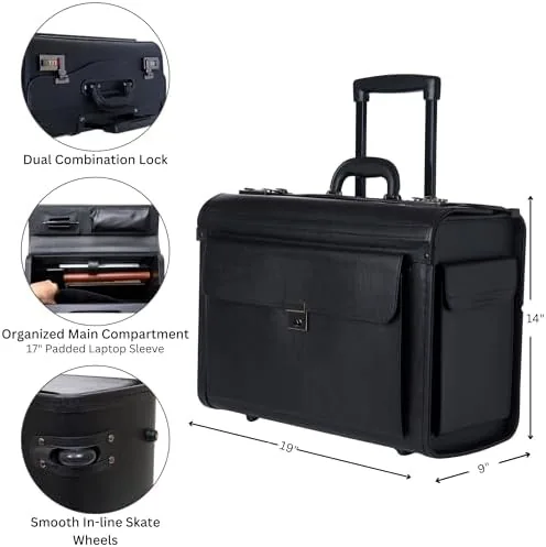 Close look at the Alpine Swiss Rolling 17" Laptop Briefcase on Wheels Attache Lawyers build quality