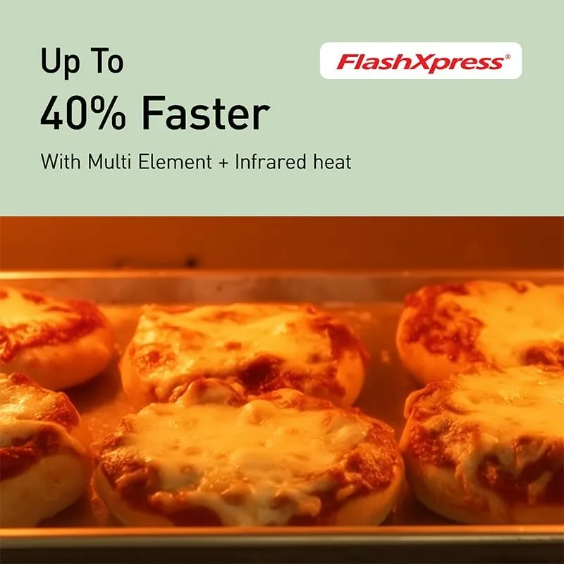 Four slices of toast cooking in the FlashXpress oven