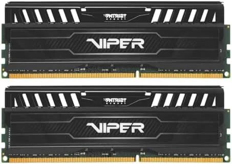 The two Patriot Viper 3 DDR3 memory modules side by side showing the black heat spreaders