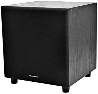 The Monoprice 60-watt powered subwoofer in a home theater setup