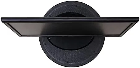 The swivel in use under a large monitor being turned toward a visitor