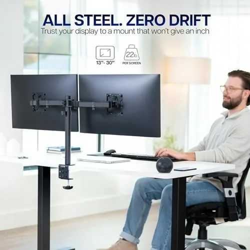 Close look at the VIVO Dual Monitor Desk Mount, Holds 2 Computer Screens up build quality