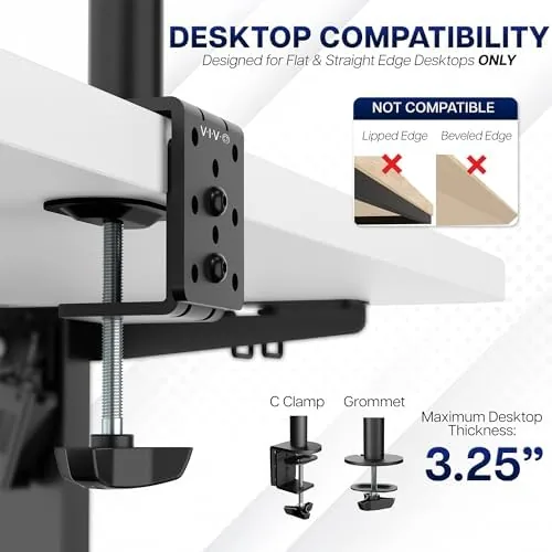 The VIVO Dual Monitor Desk Mount, Holds 2 Computer Screens up compared in context