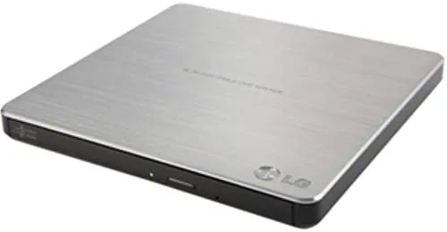 The LG drive with a fresh DVD laid out for a new burn session