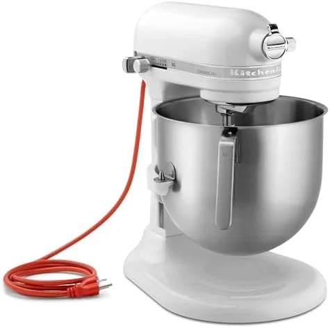 The KitchenAid KSM8990 8-quart bowl lift mixer on a kitchen counter