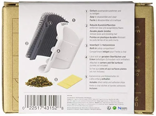 Loose fur collected at the base of the wall mounted self groomer