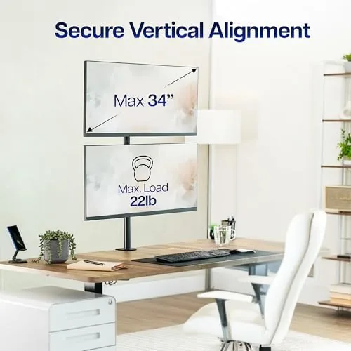 Close look at the VIVO Dual Vertically Stacked Monitor Desk Mount, Extra Tall Adjustable build quality