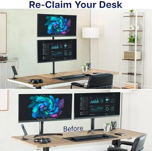 Testing the VIVO Dual Vertically Stacked Monitor Desk Mount, Extra Tall Adjustable over two weeks