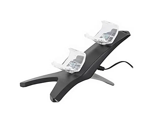 The PDP Energizer dual controller charging dock with two PlayStation controllers seated