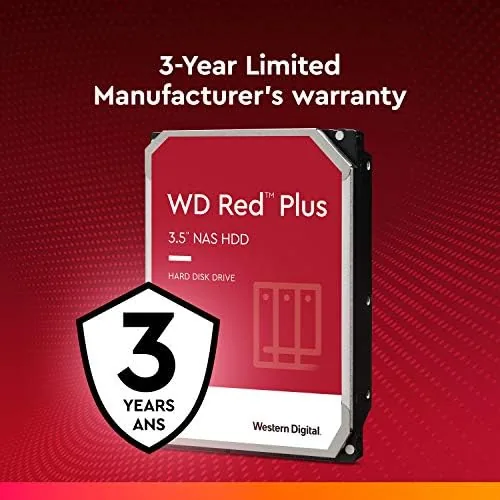 The WD Red Plus drive packaging and the included installation accessories