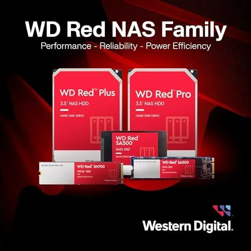 A finished NAS setup with the WD Red Plus drives showing healthy drive status