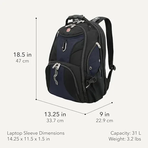 Close look at the SwissGear 1900 ScanSmart Laptop Backpack, Fits Most 17-Inch Laptops, TSA-Friendly build quality