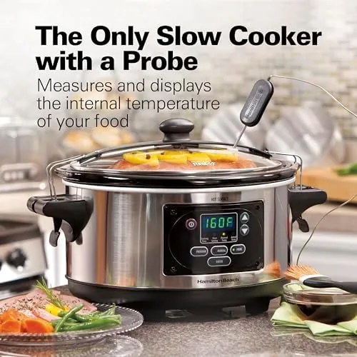 Set & Forget slow cooker being carried with the locking lid sealed for travel