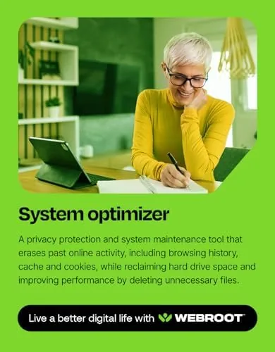 Webroot running on a laptop, a phone, and a Chromebook showing five device coverage
