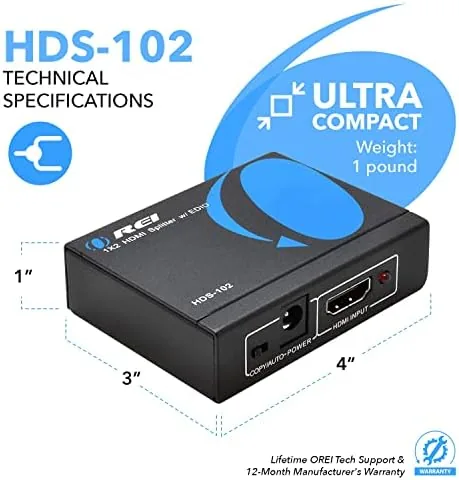 The OREI HDMI Splitter 1 in 2 out - Ultra HD compared in context