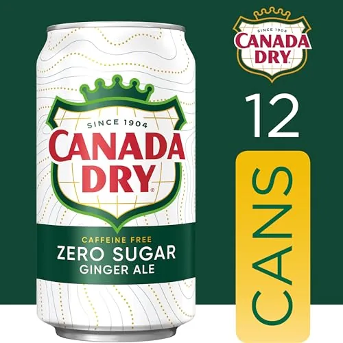 A cold can of Canada Dry Zero Sugar being poured into a glass with ice
