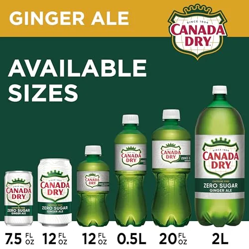 Three Canada Dry ginger ale cans, zero sugar, regular, and diet