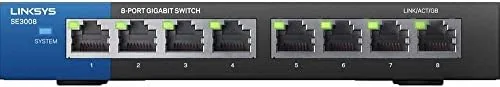 SE3005 next to a larger managed network switch