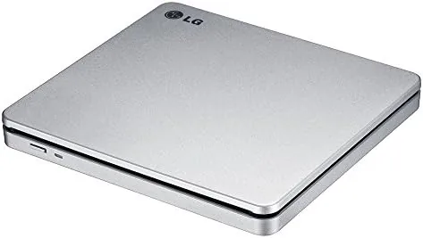 The LG GP70NS50 connected to a laptop over USB and reading a disc