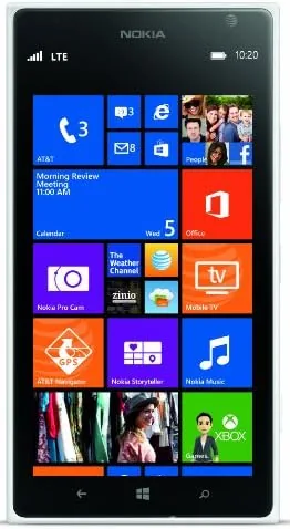 Nokia Lumia 1520 Matte White shown face up on a table