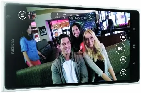 The 6 inch display showing the colorful Windows Phone home screen