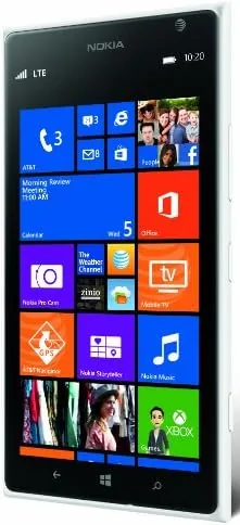 Lumia 1520 held in one hand next to a modern smartphone