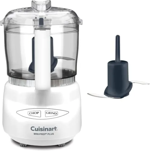 Mini-Prep Plus next to a full sized food processor for scale