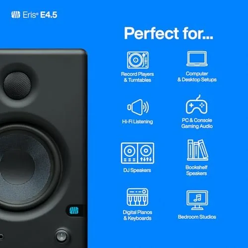 The PreSonus Eris E4.5-2-Way 4.5" Near Field Studio Monitor (Pair) in real use