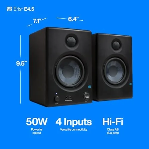 The PreSonus Eris E4.5-2-Way 4.5" Near Field Studio Monitor (Pair) compared in context