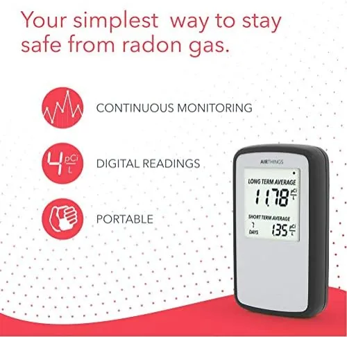 The Airthings Corentium Home Radon Detector 223 Portable, Lightweight, Easy-to-Use, (3) in real use