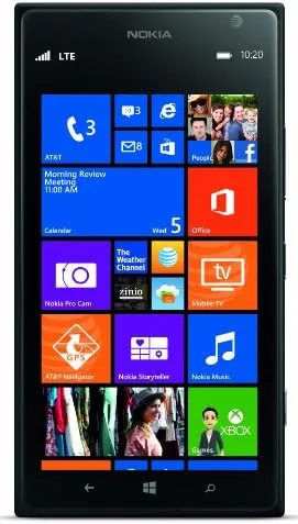 Nokia Lumia 1520 smartphone in black showing the large screen