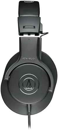Close up of the ATH-M20x ear pad and the click based headband adjustment