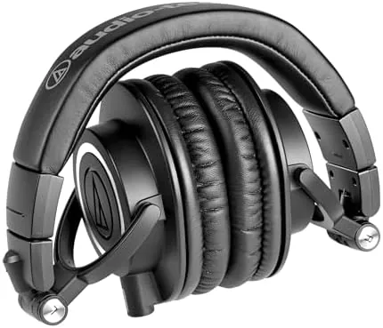 The ATH-M50x worn during a mixing session at a studio desk