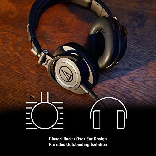 Unboxing the black M50x with all three cables and the pouch laid out