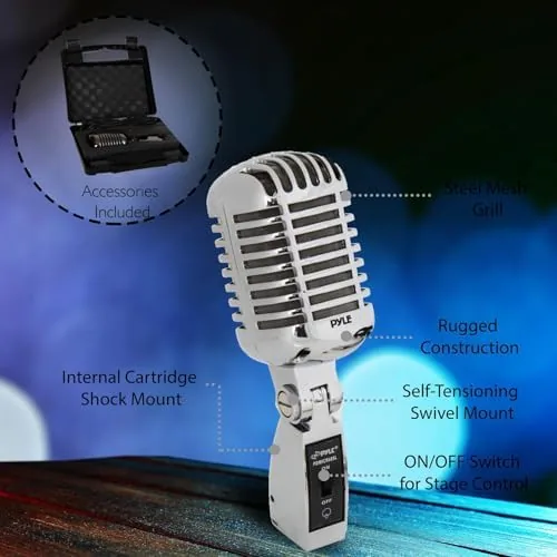 Another view of the Pyle Classic Retro Dynamic Vocal Microphone - Old Vintage Style