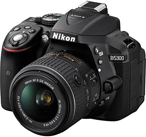 Nikon D5300 DSLR with 18-55mm ED VR kit lens in black