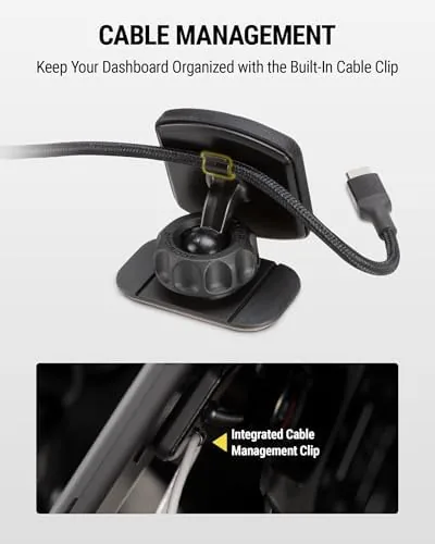 The MagicMount plate pressed firmly onto a clean dashboard during installation