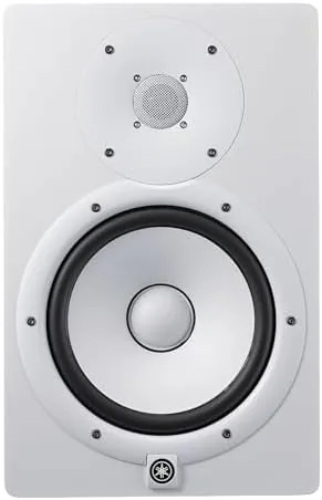 Close up of the white woofer cone and tweeter grille of the HS8