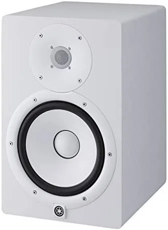 A mixing session with audio tracks on screen and the HS8 monitors positioned at ear level