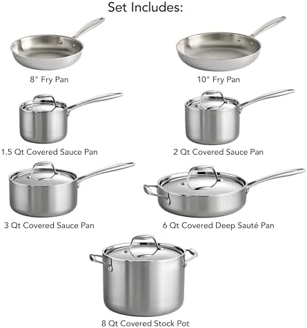 The 6 quart stockpot from the Tramontina Signature set filled with simmering soup