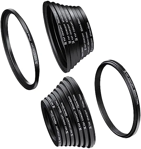 K&F CONCEPT 18 Pieces Filter Ring Adapter Set | Camera Lens Filter Metal Stepping Review: Tested and Rated