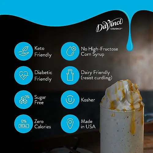 A caramel milk shake blended with DaVinci sugar-free syrup
