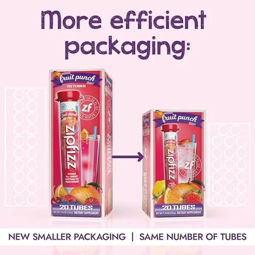 A mixed Zipfizz Fruit Punch drink beside the empty serving tube