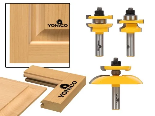 Close look at the YONICO Raised Panel Cabinet Door Rail and Stile Router Bits build quality