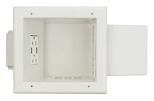 Another view of the DataComm Electronics 45-0051-WH Expandable Media Box with Duplex Receptacle, Low