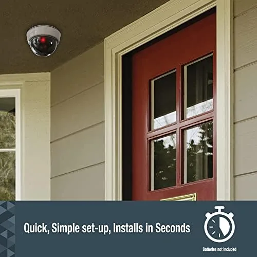 Another view of the SABRE Fake Dome Security Camera, Flashing Red Light For Nighttime